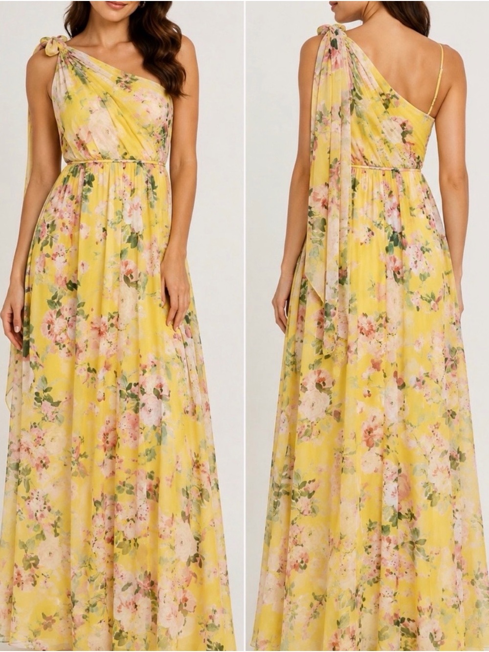 Adrianna Papel One-Shoulder Chiffon Gown
